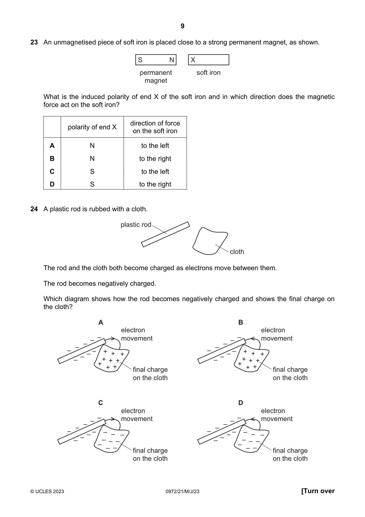 Cambridge IGCSE Physics (9-1) 0972 2023 May/June Paper 2 · Variant 1 question paper, page 9 of 16