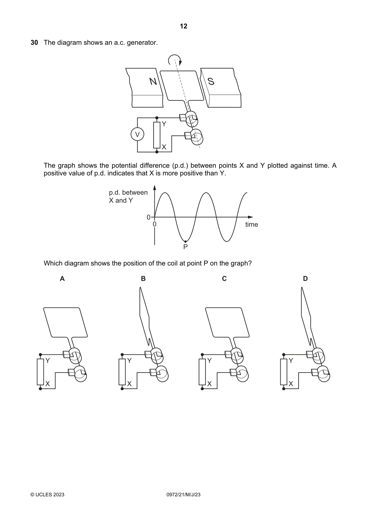 Cambridge IGCSE Physics (9-1) 0972 2023 May/June Paper 2 · Variant 1 question paper, page 12 of 16