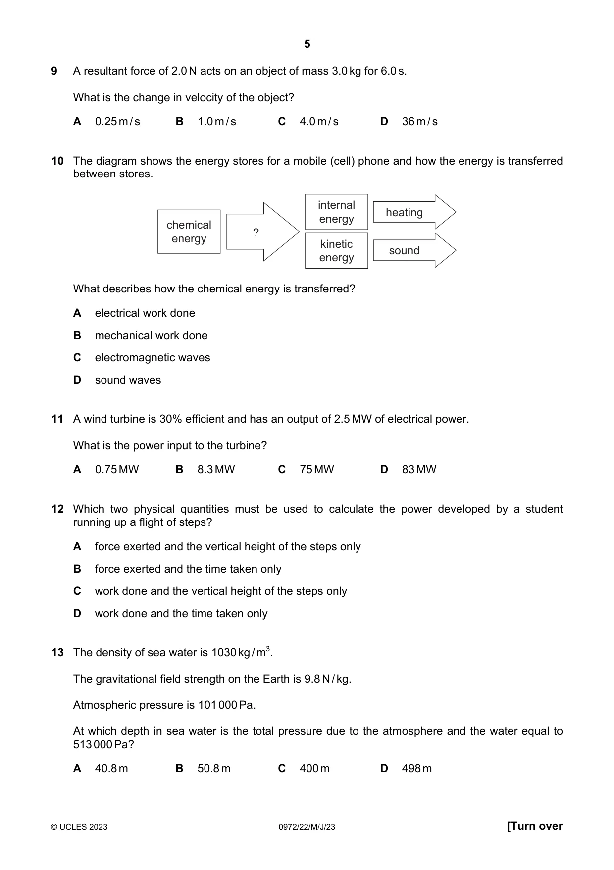 Cambridge IGCSE Physics (9-1) 0972 2023 May/June Paper 2 · Variant 2 question paper, page 5 of 16