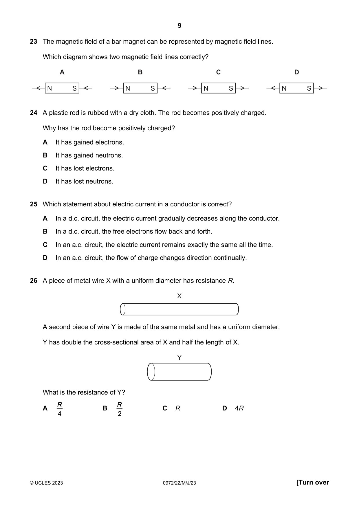 Cambridge IGCSE Physics (9-1) 0972 2023 May/June Paper 2 · Variant 2 question paper, page 9 of 16