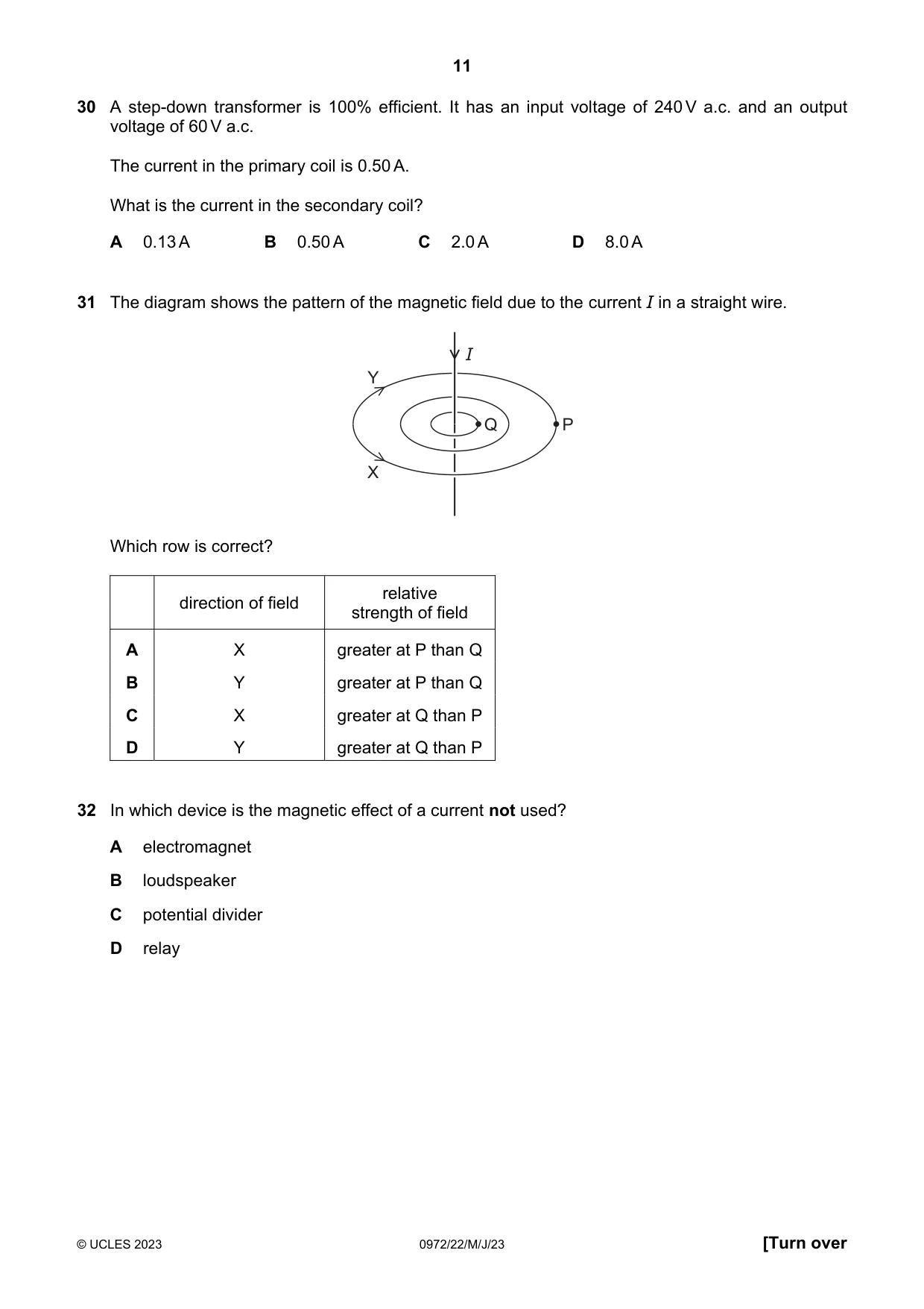 Cambridge IGCSE Physics (9-1) 0972 2023 May/June Paper 2 · Variant 2 question paper, page 11 of 16