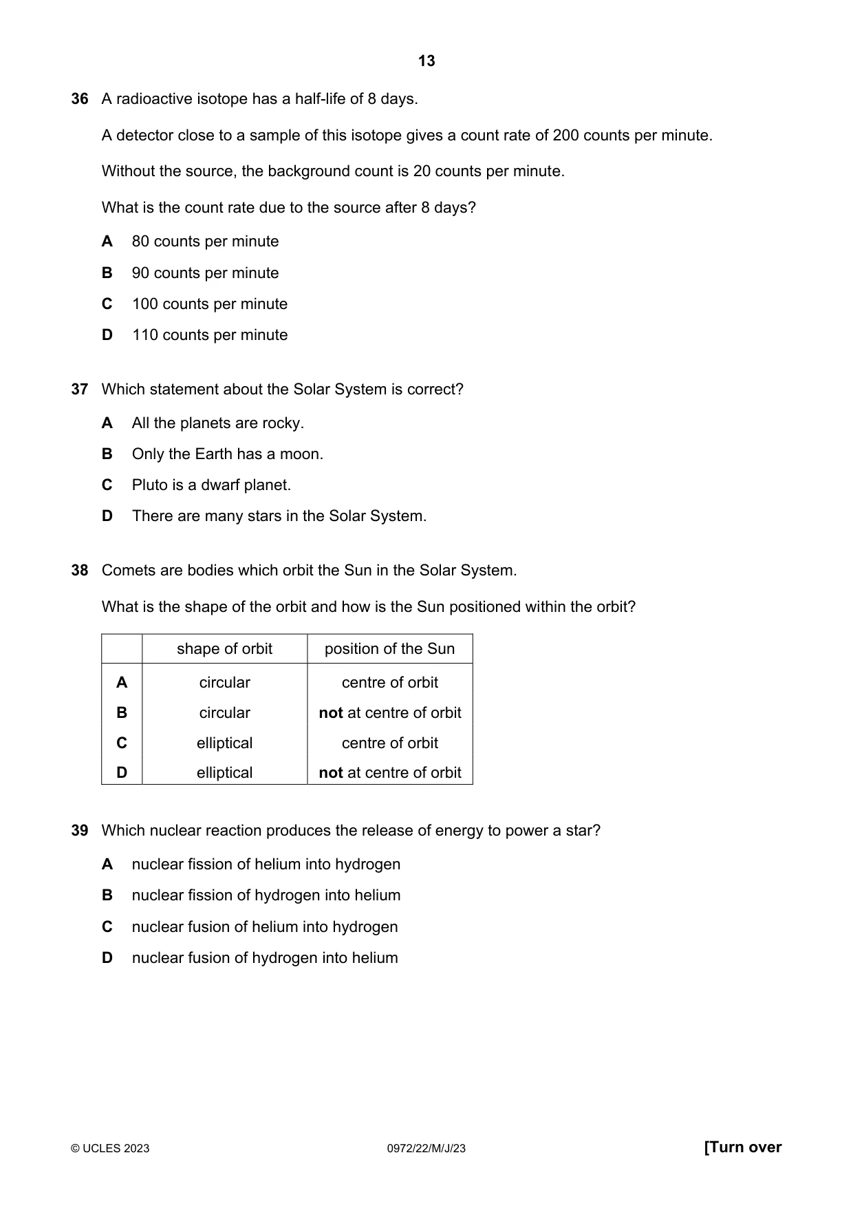 Cambridge IGCSE Physics (9-1) 0972 2023 May/June Paper 2 · Variant 2 question paper, page 13 of 16