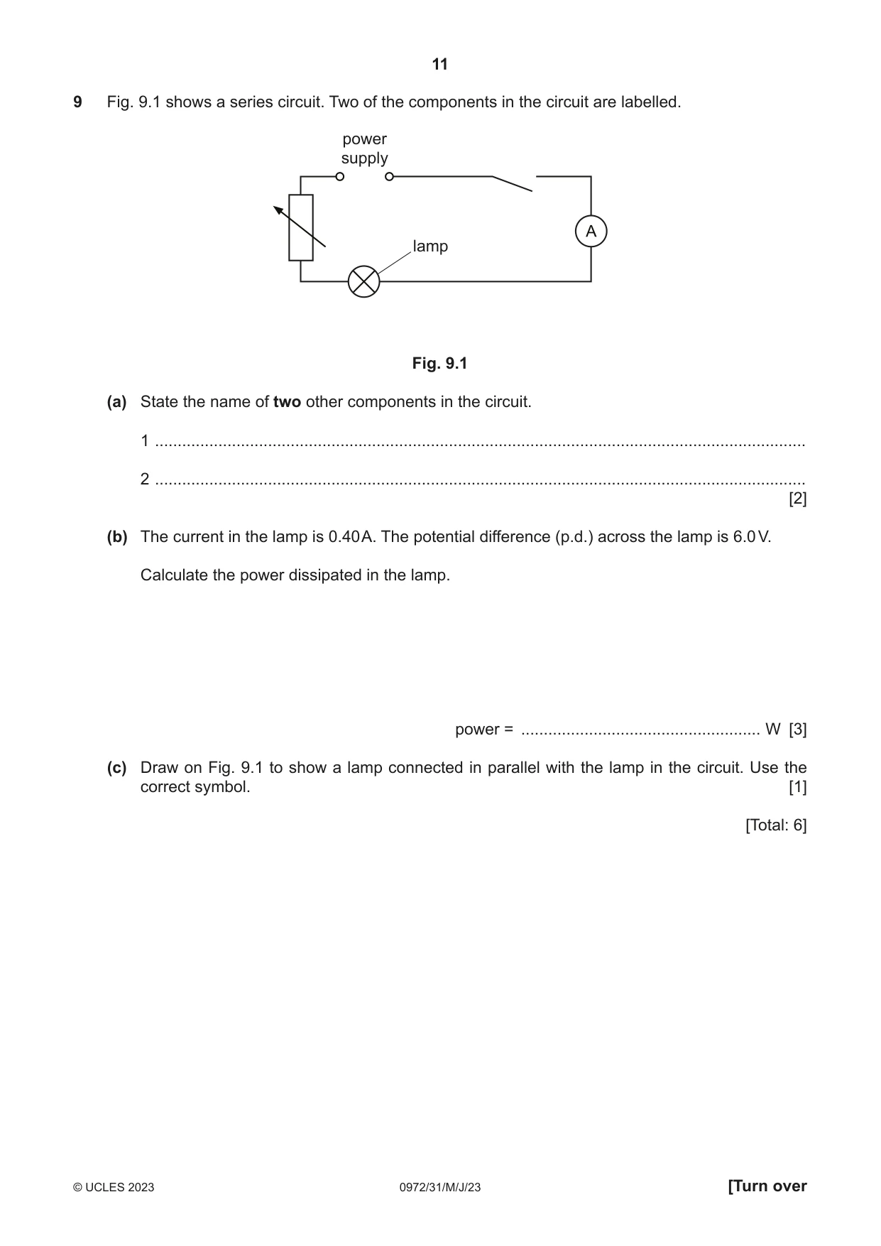 Cambridge IGCSE Physics (9-1) 0972 2023 May/June Paper 3 · Variant 1 question paper, page 11 of 16