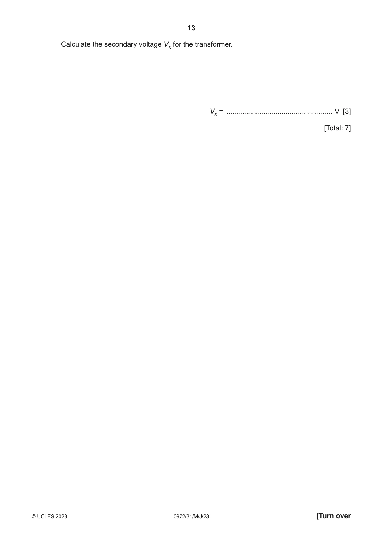 Cambridge IGCSE Physics (9-1) 0972 2023 May/June Paper 3 · Variant 1 question paper, page 13 of 16
