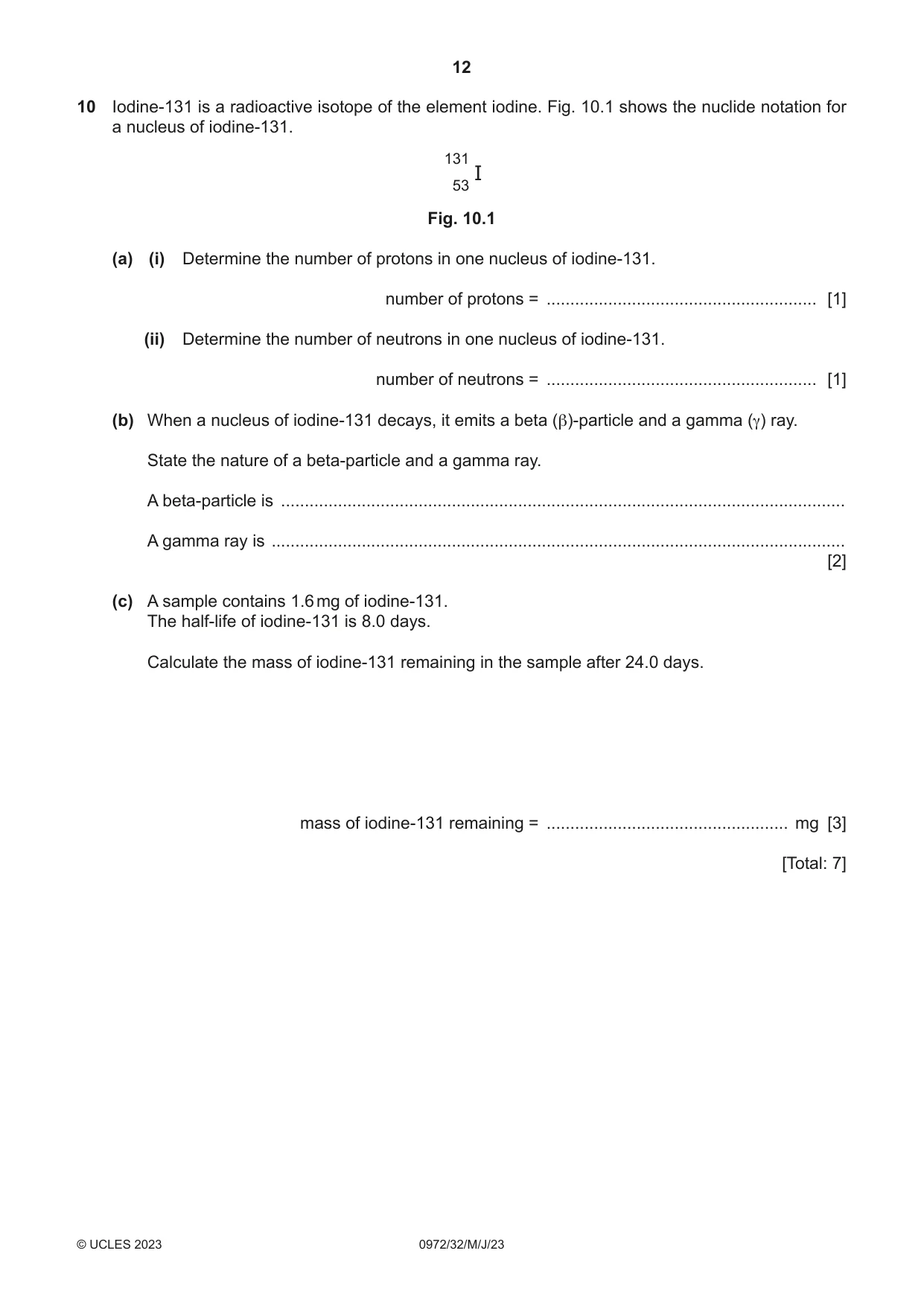Cambridge IGCSE Physics (9-1) 0972 2023 May/June Paper 3 · Variant 2 question paper, page 12 of 16