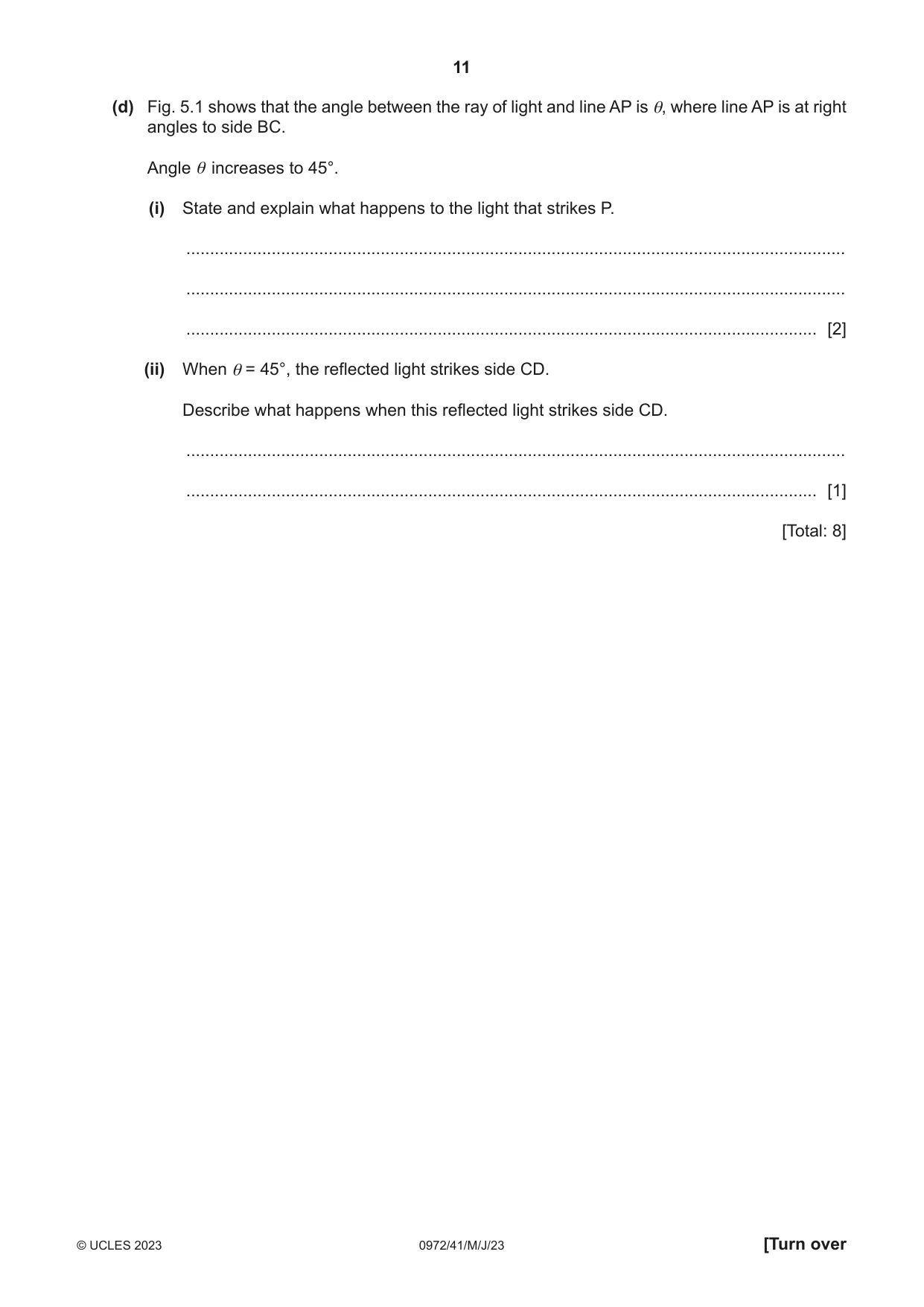 Cambridge IGCSE Physics (9-1) 0972 2023 May/June Paper 4 · Variant 1 question paper, page 11 of 20