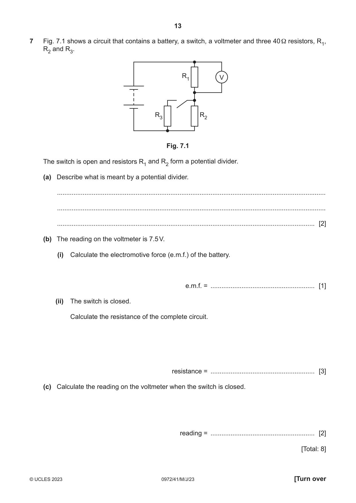 Cambridge IGCSE Physics (9-1) 0972 2023 May/June Paper 4 · Variant 1 question paper, page 13 of 20