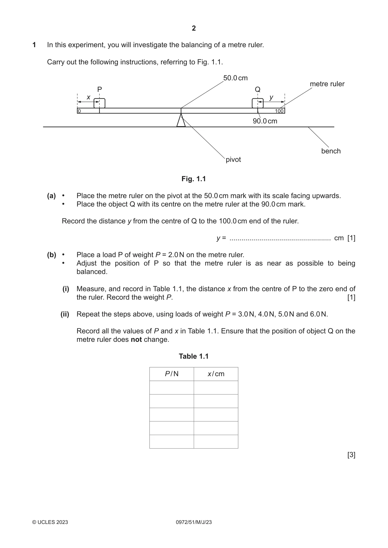 Cambridge IGCSE Physics (9-1) 0972 2023 May/June Paper 5 · Variant 1 question paper, page 2 of 12