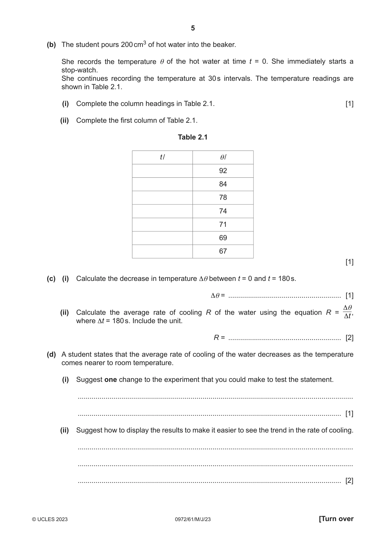 Cambridge IGCSE Physics (9-1) 0972 2023 May/June Paper 6 · Variant 1 question paper, page 5 of 12