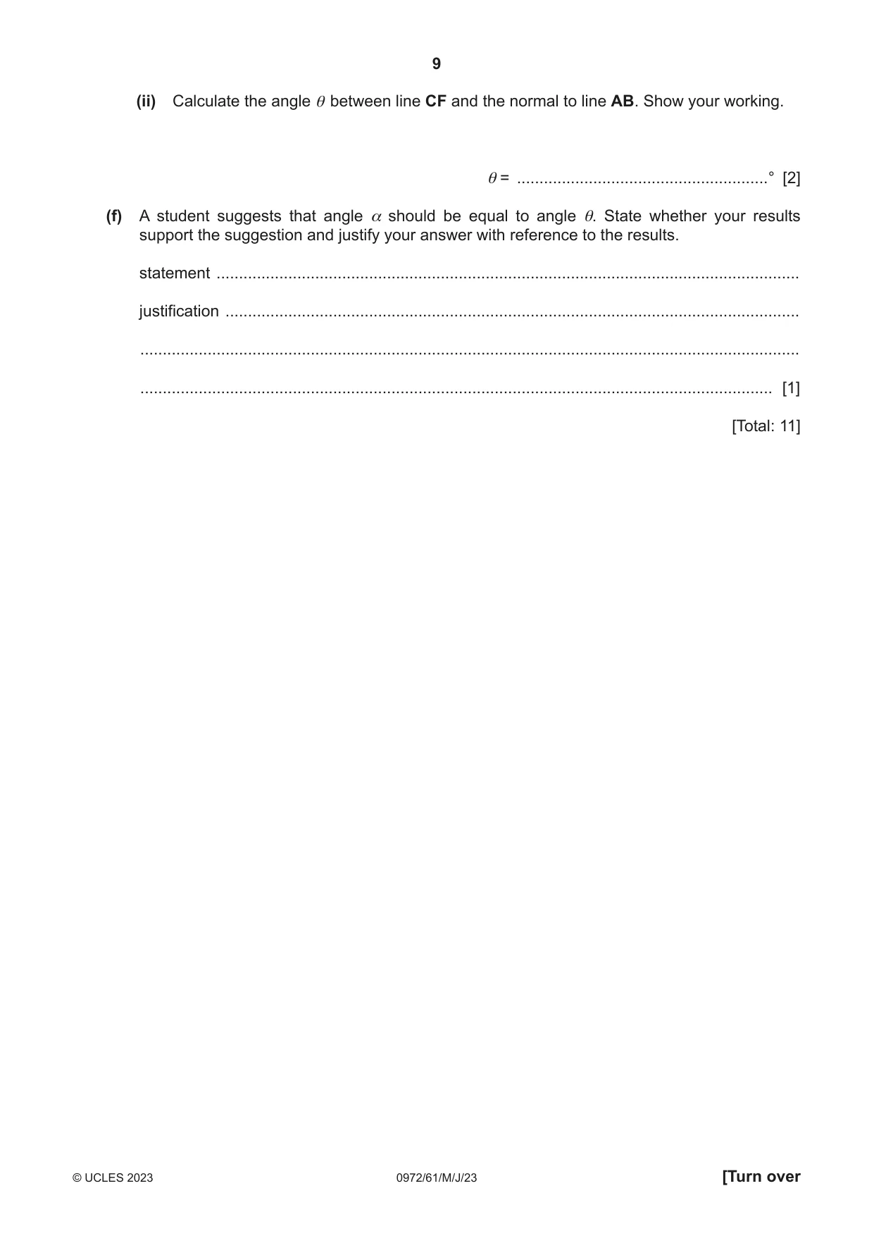 Cambridge IGCSE Physics (9-1) 0972 2023 May/June Paper 6 · Variant 1 question paper, page 9 of 12