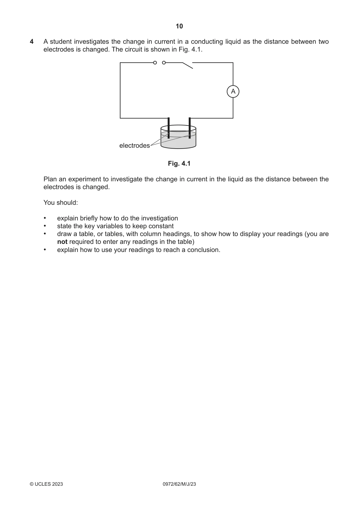 Cambridge IGCSE Physics (9-1) 0972 2023 May/June Paper 6 · Variant 2 question paper, page 10 of 12