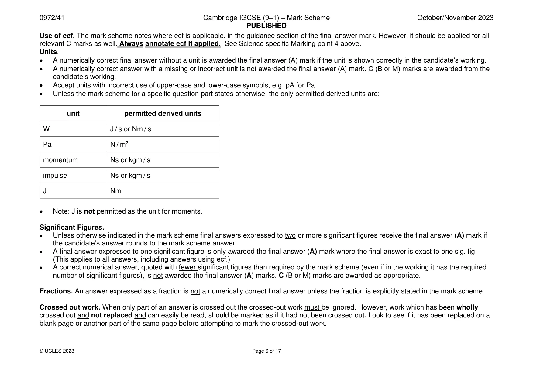 Mark scheme, page 6 of 17