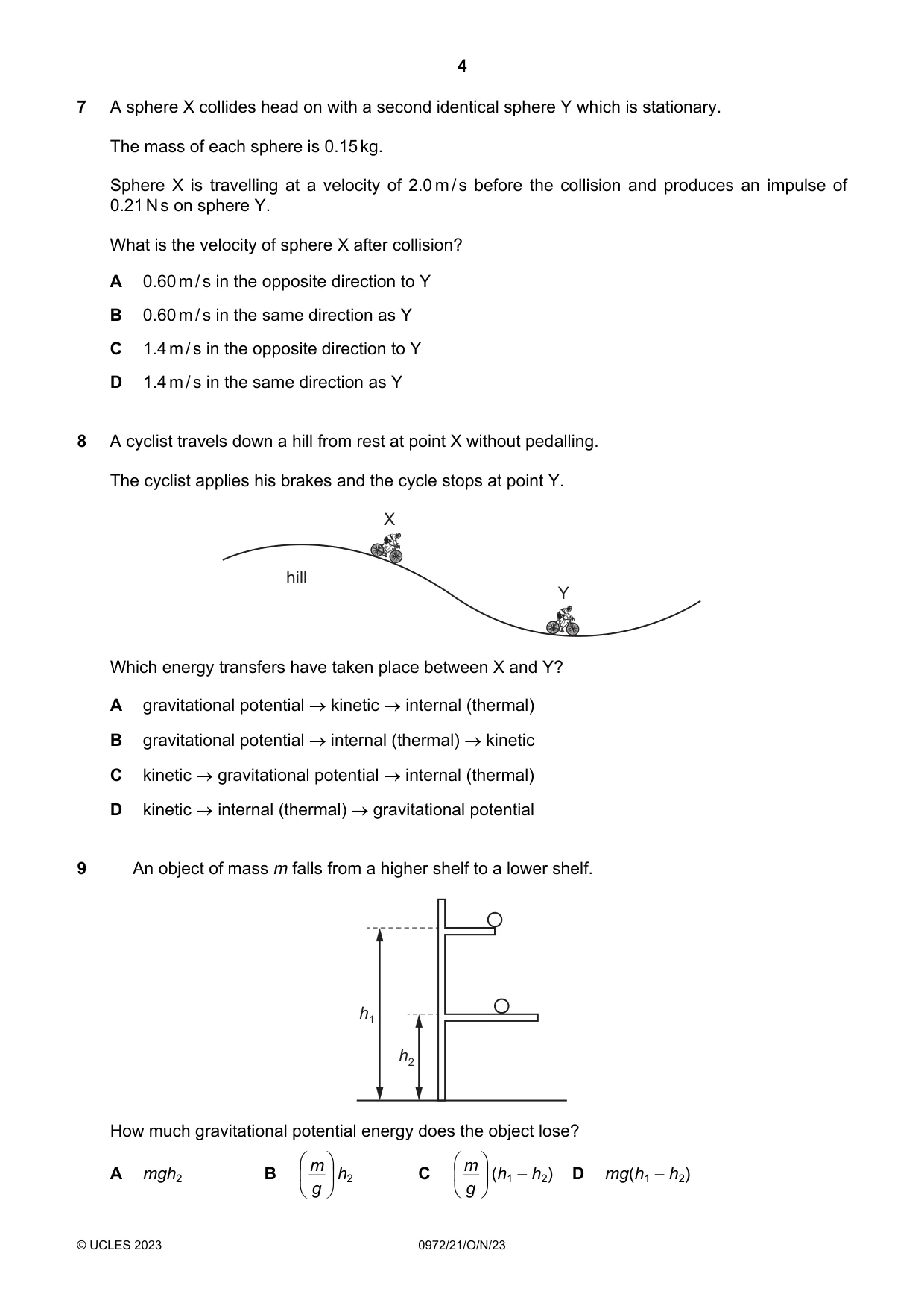 Cambridge IGCSE Physics (9-1) 0972 2023 Oct/Nov Paper 2 · Variant 1 question paper, page 4 of 16