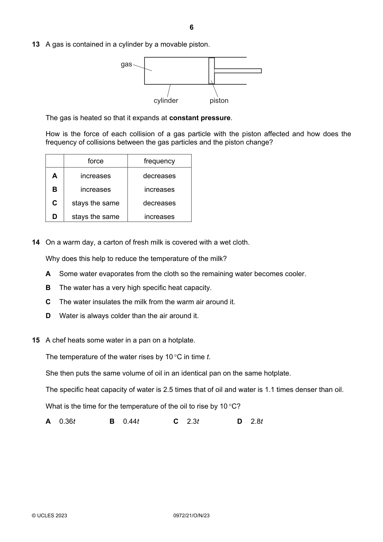 Cambridge IGCSE Physics (9-1) 0972 2023 Oct/Nov Paper 2 · Variant 1 question paper, page 6 of 16