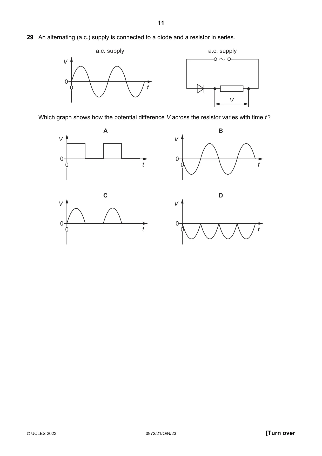 Cambridge IGCSE Physics (9-1) 0972 2023 Oct/Nov Paper 2 · Variant 1 question paper, page 11 of 16