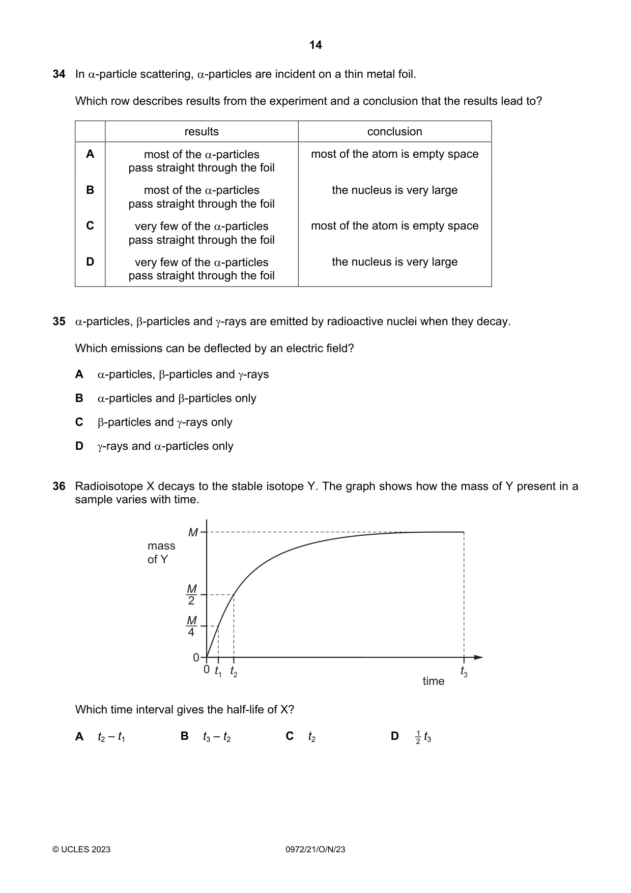 Cambridge IGCSE Physics (9-1) 0972 2023 Oct/Nov Paper 2 · Variant 1 question paper, page 14 of 16