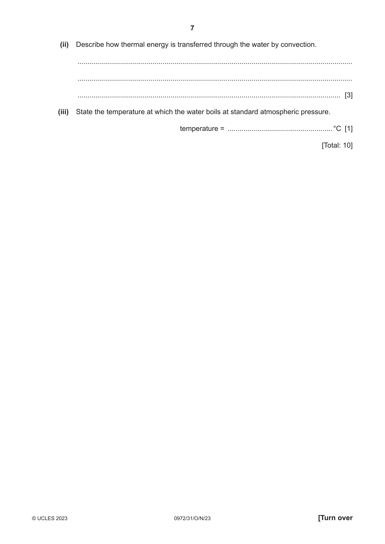 Cambridge IGCSE Physics (9-1) 0972 2023 Oct/Nov Paper 3 · Variant 1 question paper, page 7 of 16