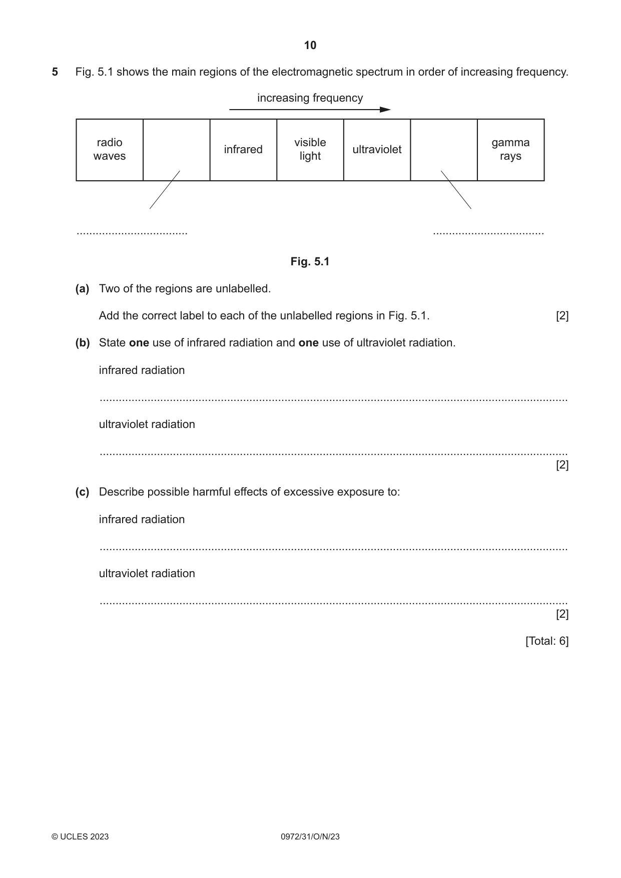 Cambridge IGCSE Physics (9-1) 0972 2023 Oct/Nov Paper 3 · Variant 1 question paper, page 10 of 16