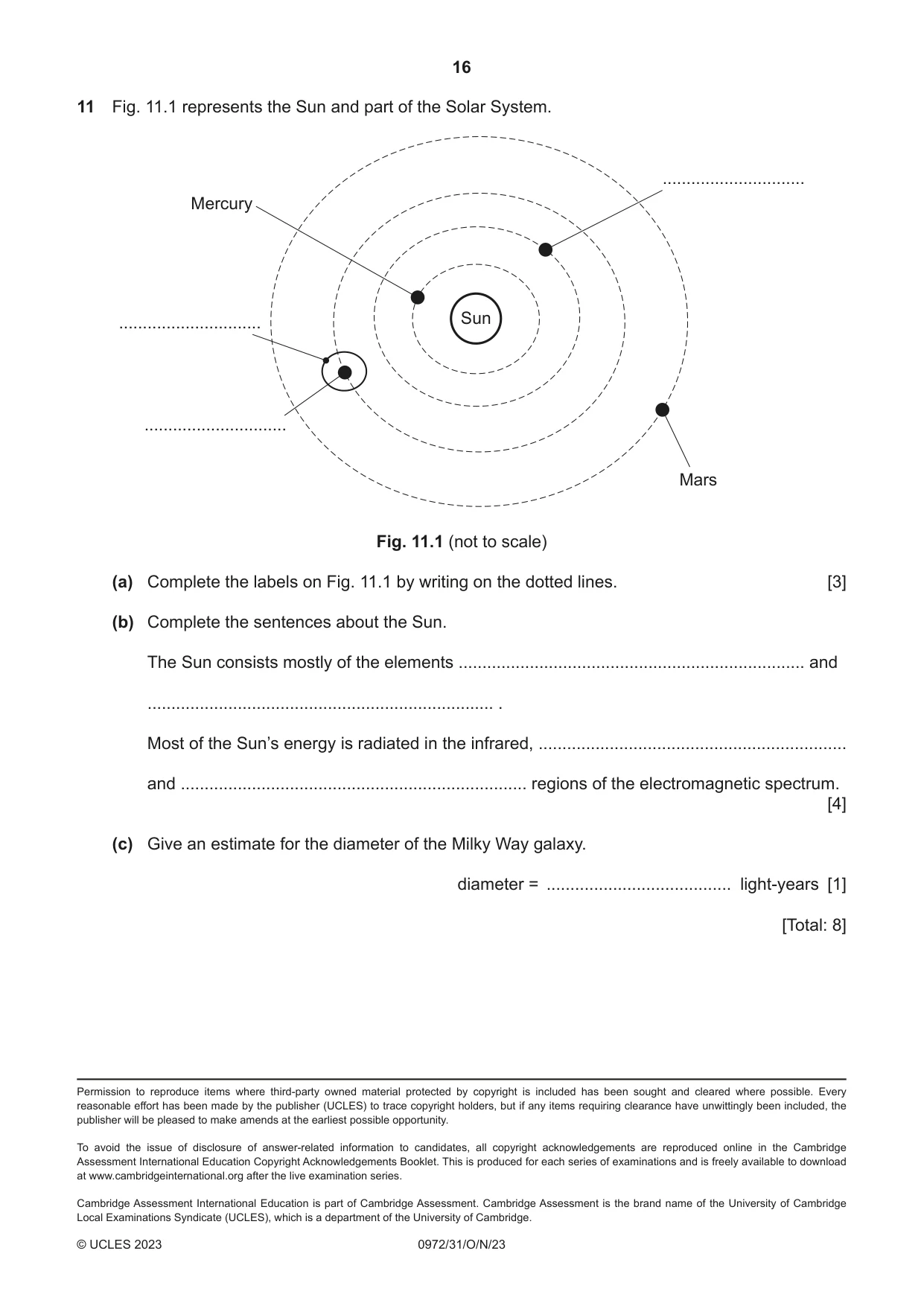 Cambridge IGCSE Physics (9-1) 0972 2023 Oct/Nov Paper 3 · Variant 1 question paper, page 16 of 16