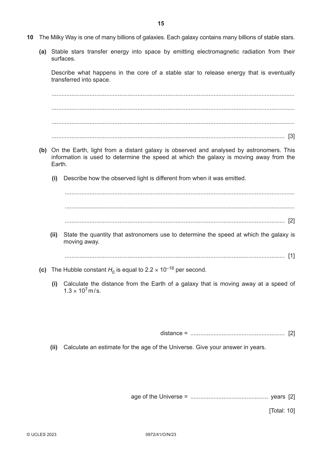 Cambridge IGCSE Physics (9-1) 0972 2023 Oct/Nov Paper 4 · Variant 1 question paper, page 15 of 16