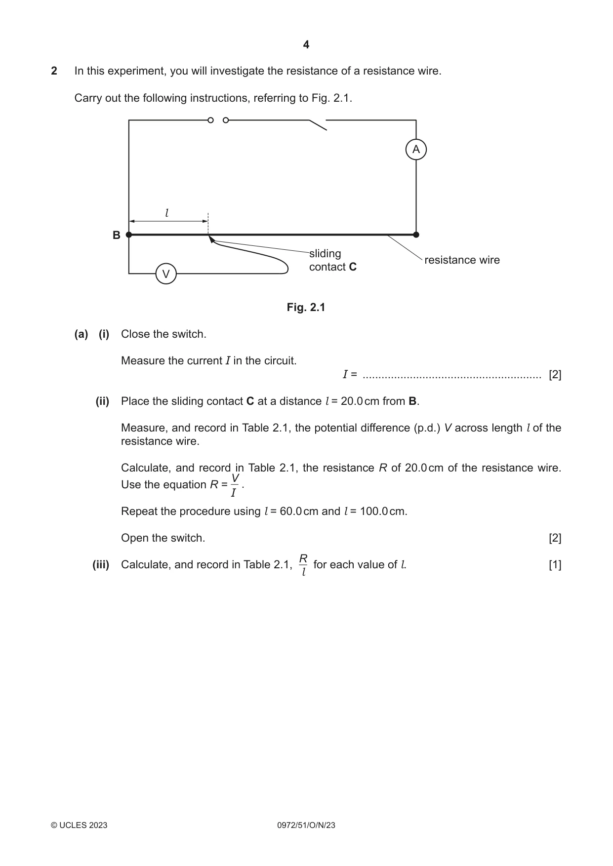 Cambridge IGCSE Physics (9-1) 0972 2023 Oct/Nov Paper 5 · Variant 1 question paper, page 4 of 12