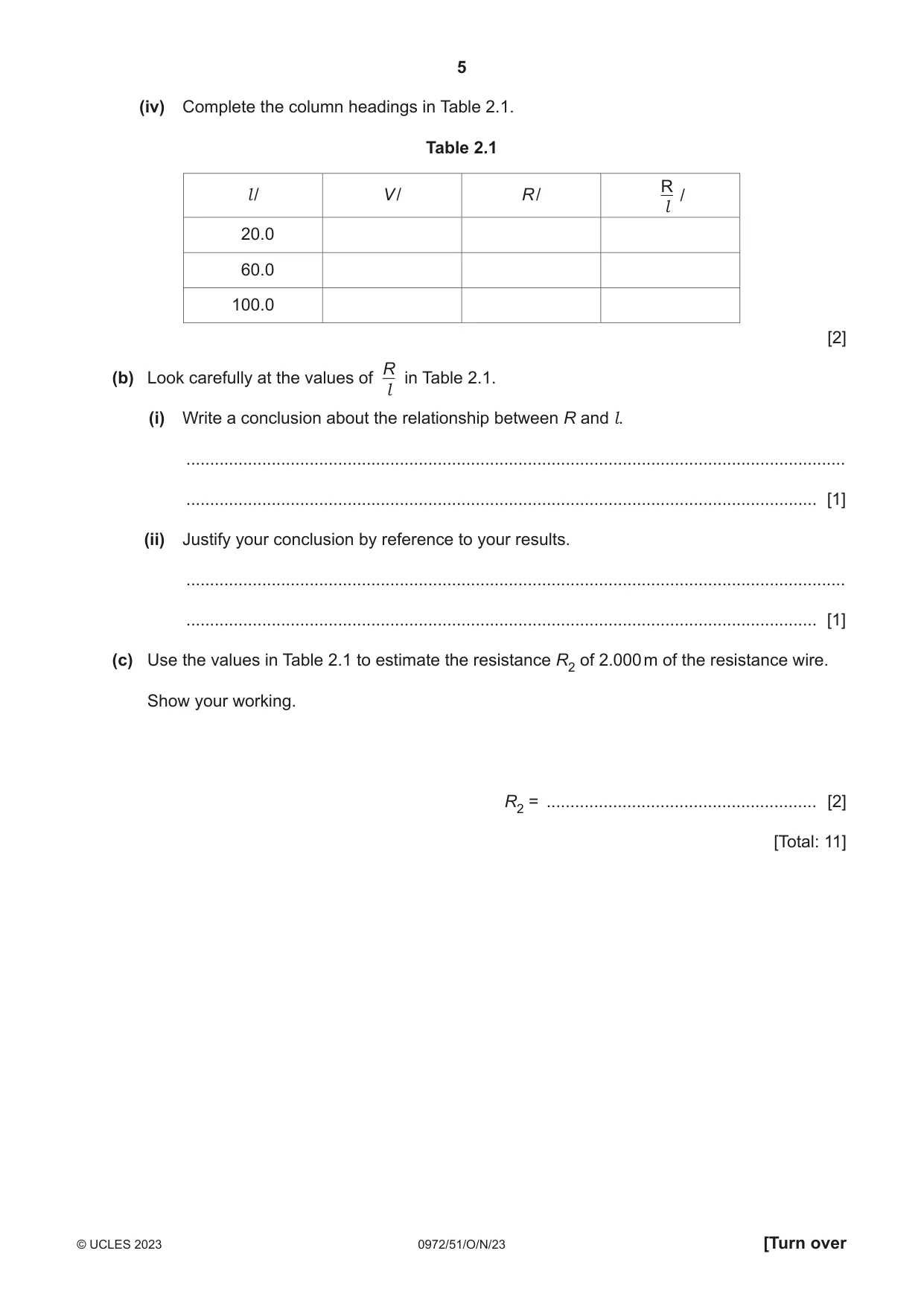 Cambridge IGCSE Physics (9-1) 0972 2023 Oct/Nov Paper 5 · Variant 1 question paper, page 5 of 12