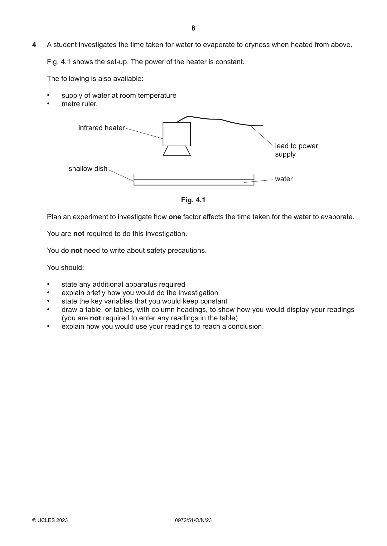 Cambridge IGCSE Physics (9-1) 0972 2023 Oct/Nov Paper 5 · Variant 1 question paper, page 8 of 12