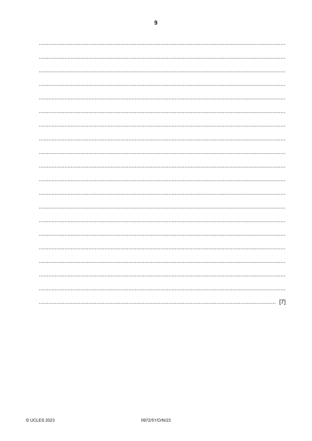 Cambridge IGCSE Physics (9-1) 0972 2023 Oct/Nov Paper 5 · Variant 1 question paper, page 9 of 12