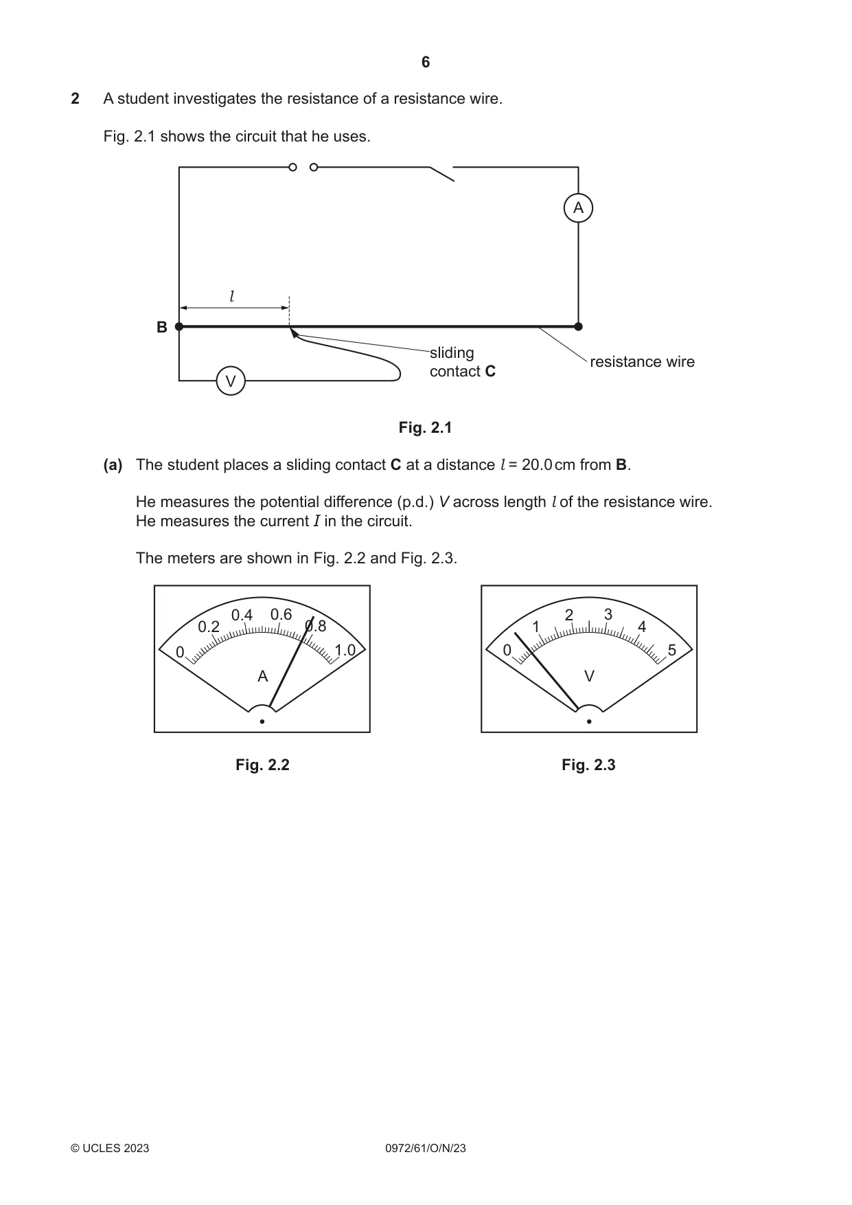 Cambridge IGCSE Physics (9-1) 0972 2023 Oct/Nov Paper 6 · Variant 1 question paper, page 6 of 12