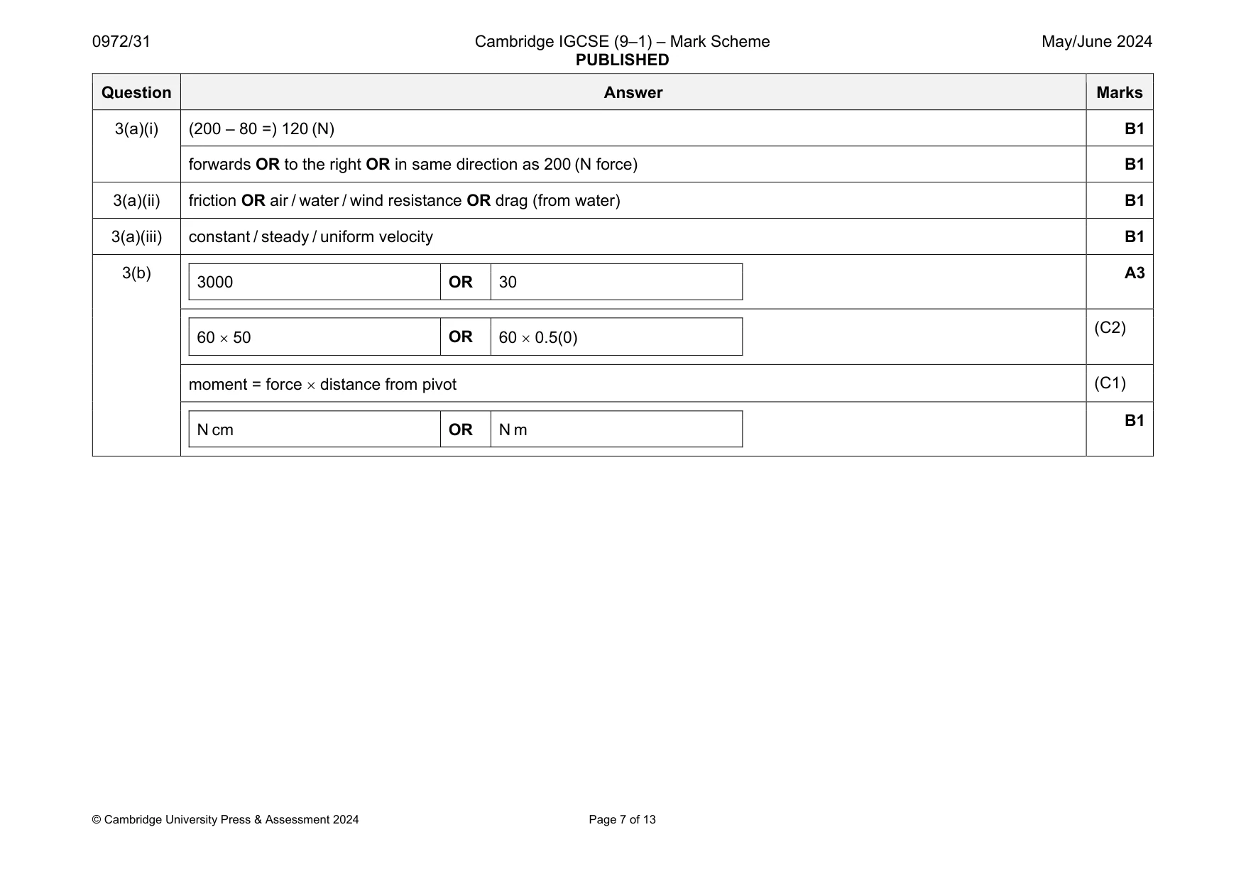 Mark scheme, page 7 of 13