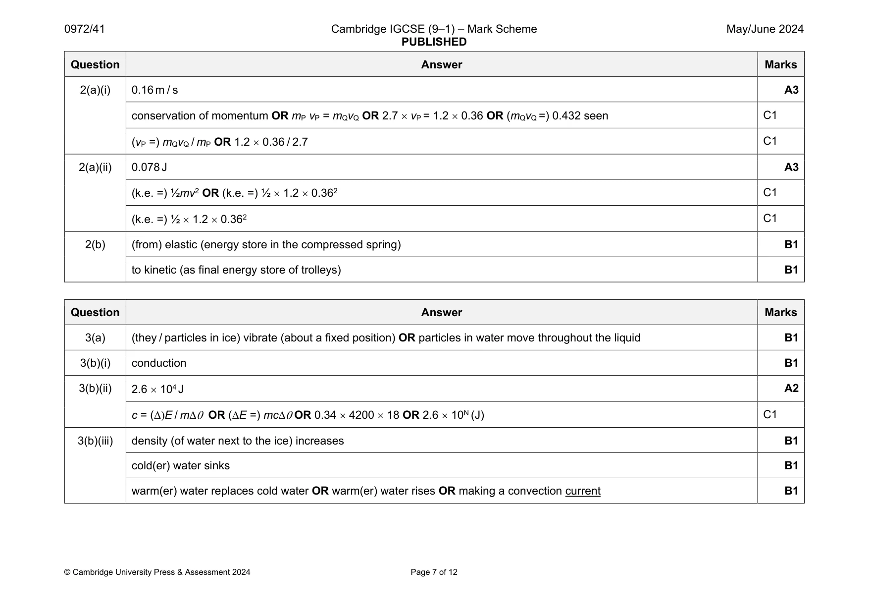 Mark scheme, page 7 of 12