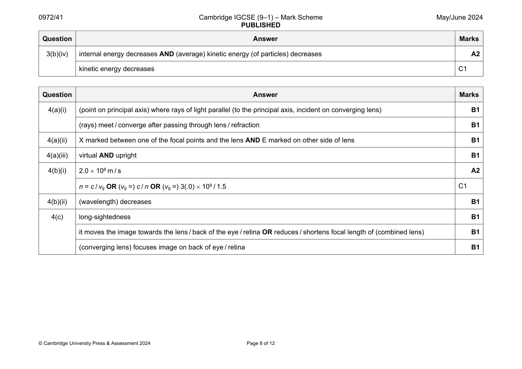 Mark scheme, page 8 of 12