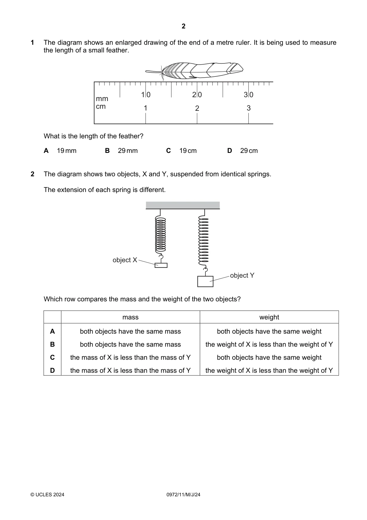 Cambridge IGCSE Physics (9-1) 0972 2024 May/June Paper 1 · Variant 1 question paper, page 2 of 16