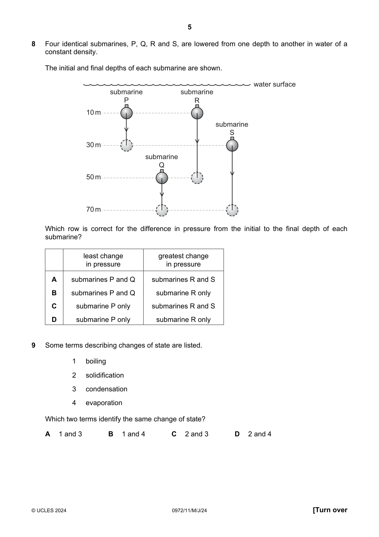 Cambridge IGCSE Physics (9-1) 0972 2024 May/June Paper 1 · Variant 1 question paper, page 5 of 16