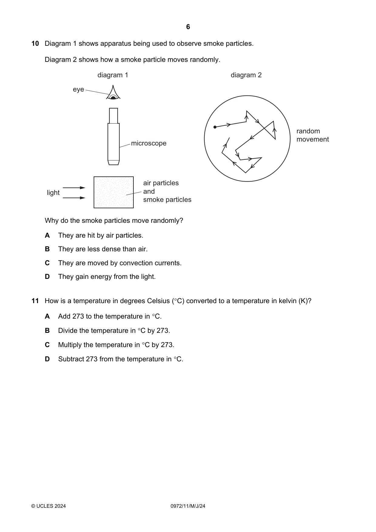 Cambridge IGCSE Physics (9-1) 0972 2024 May/June Paper 1 · Variant 1 question paper, page 6 of 16