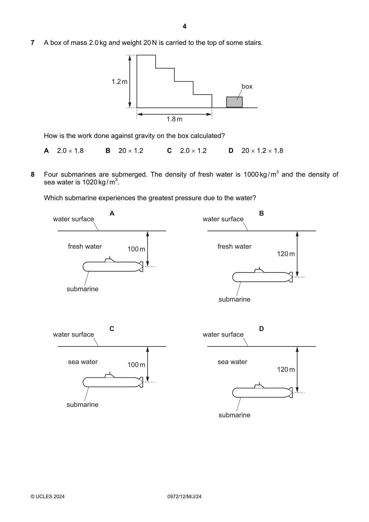 Cambridge IGCSE Physics (9-1) 0972 2024 May/June Paper 1 · Variant 2 question paper, page 4 of 16