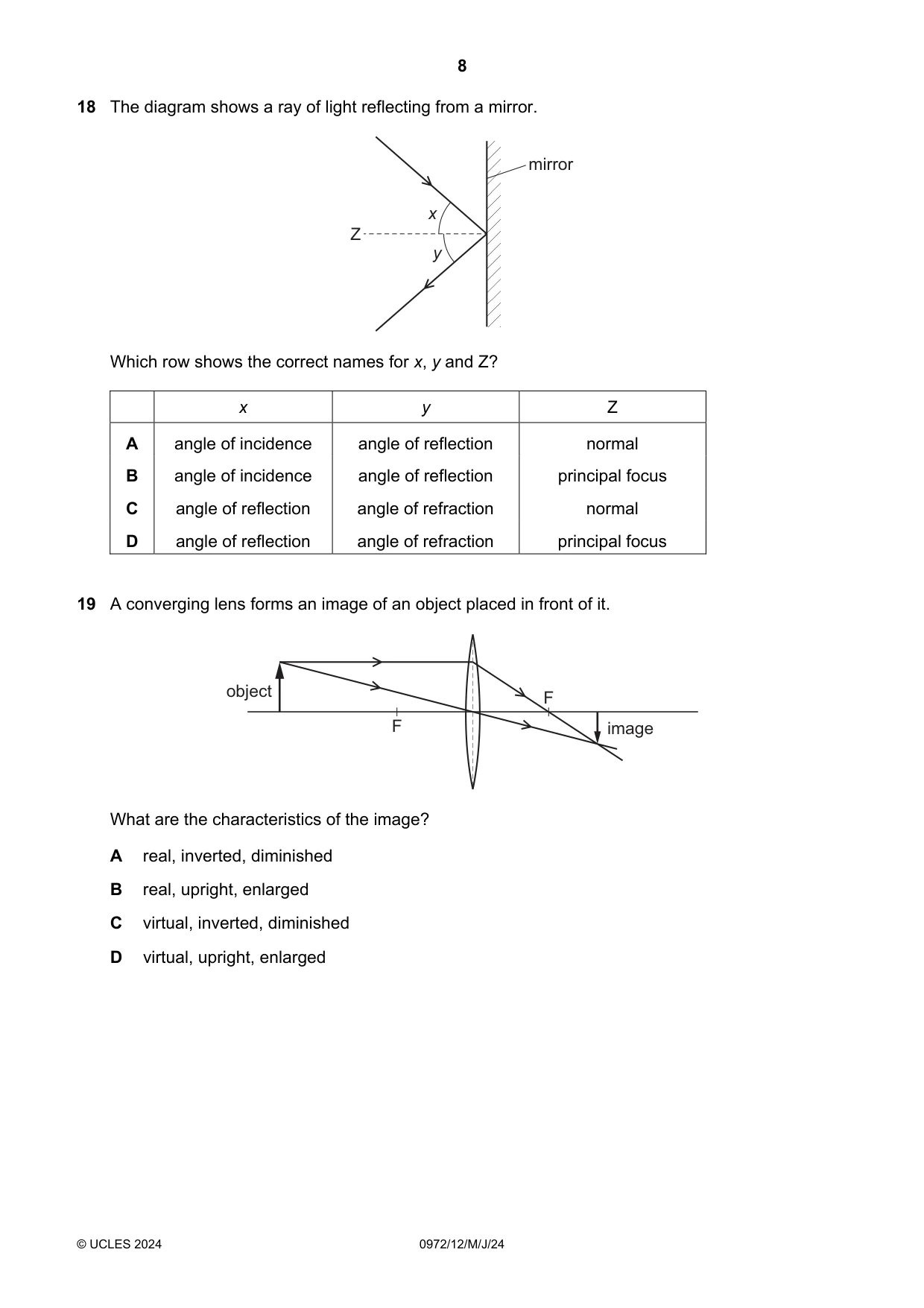 Cambridge IGCSE Physics (9-1) 0972 2024 May/June Paper 1 · Variant 2 question paper, page 8 of 16