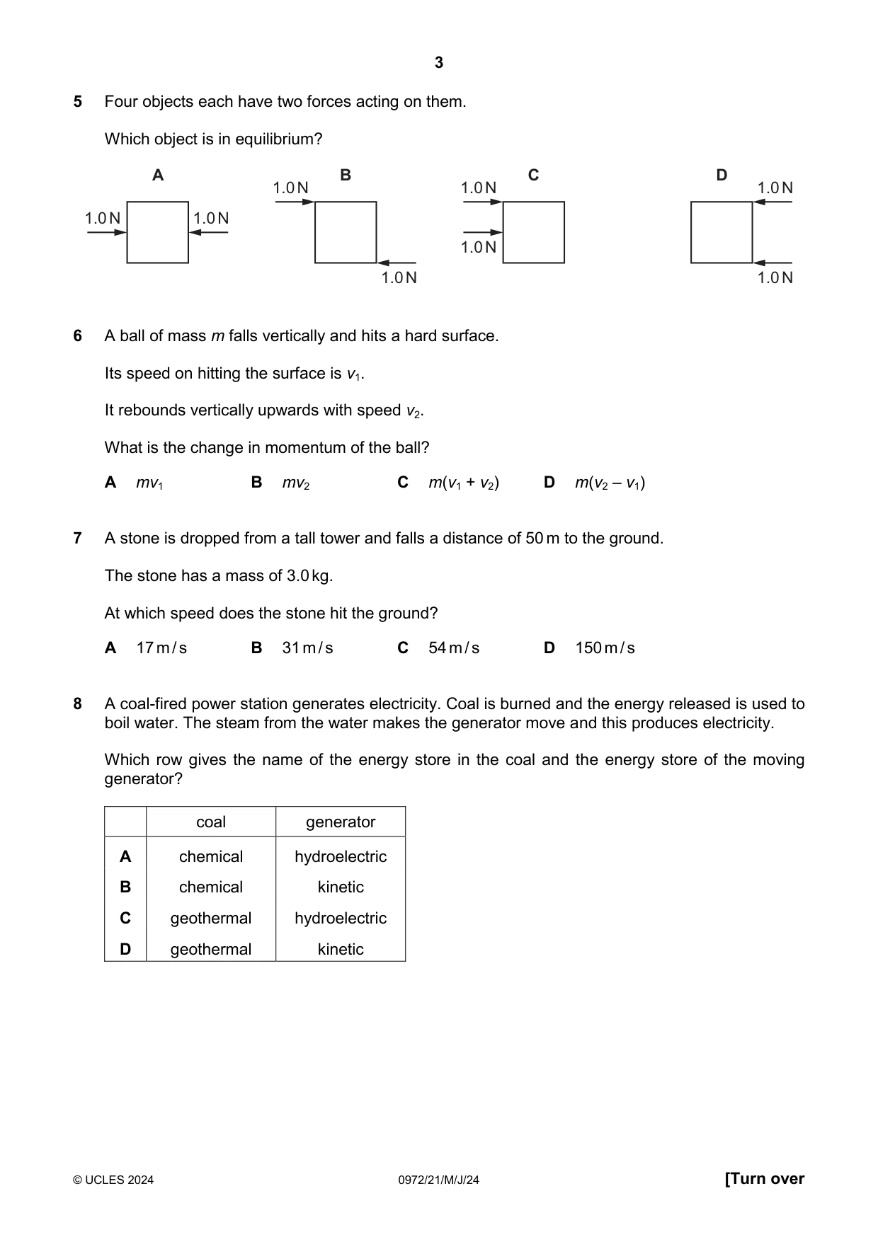 Cambridge IGCSE Physics (9-1) 0972 2024 May/June Paper 2 · Variant 1 question paper, page 3 of 16
