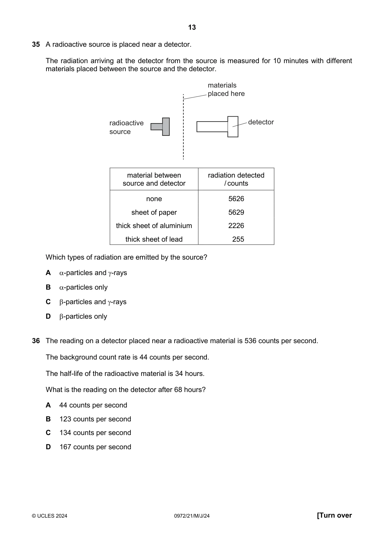 Cambridge IGCSE Physics (9-1) 0972 2024 May/June Paper 2 · Variant 1 question paper, page 13 of 16