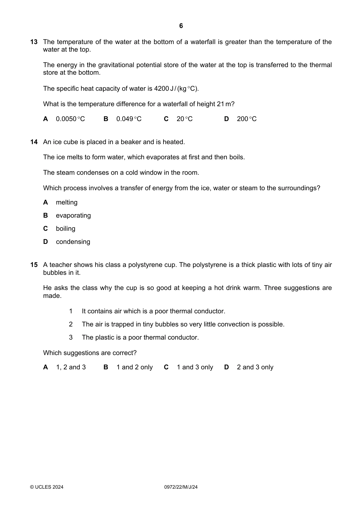 Cambridge IGCSE Physics (9-1) 0972 2024 May/June Paper 2 · Variant 2 question paper, page 6 of 16
