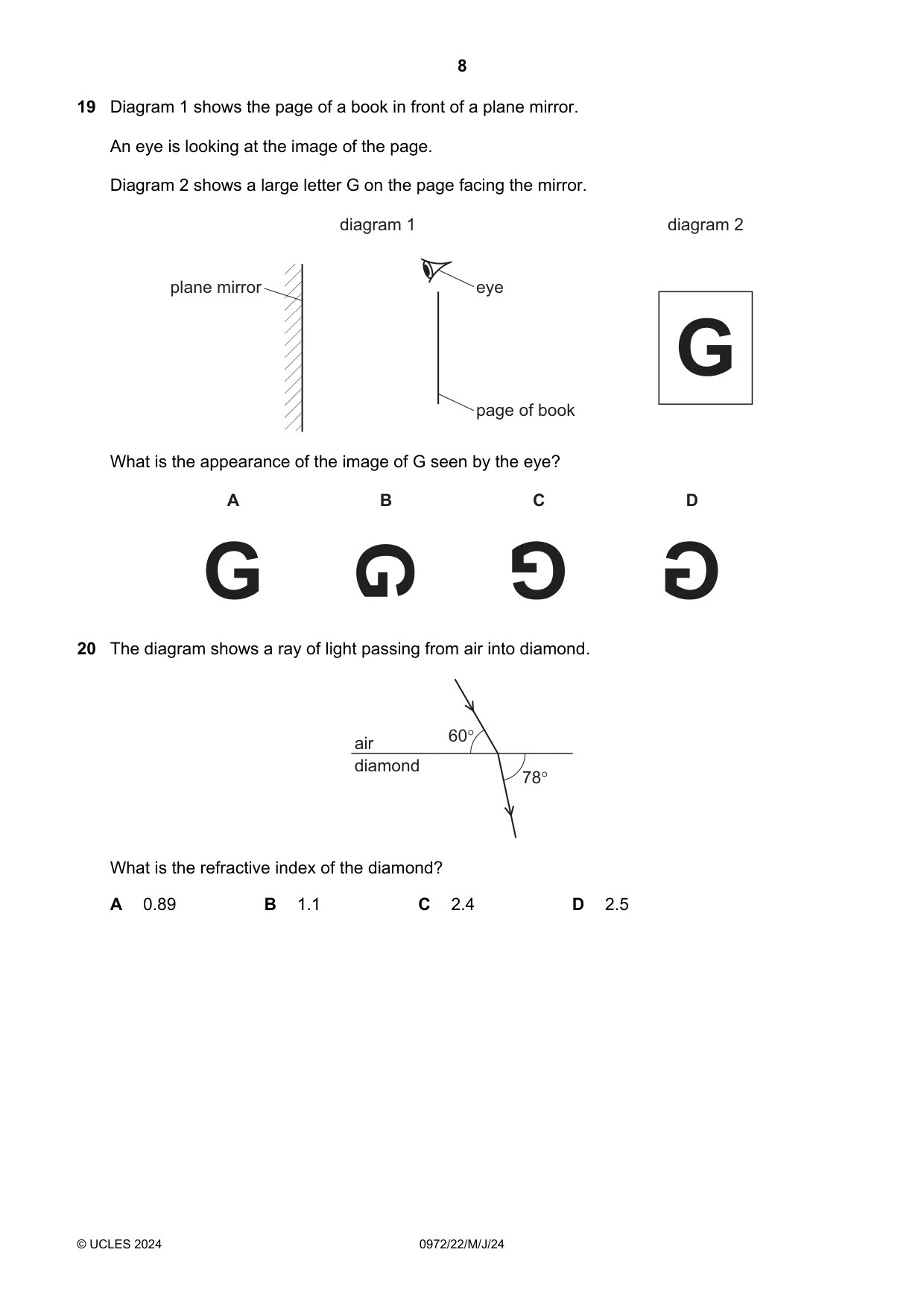 Cambridge IGCSE Physics (9-1) 0972 2024 May/June Paper 2 · Variant 2 question paper, page 8 of 16