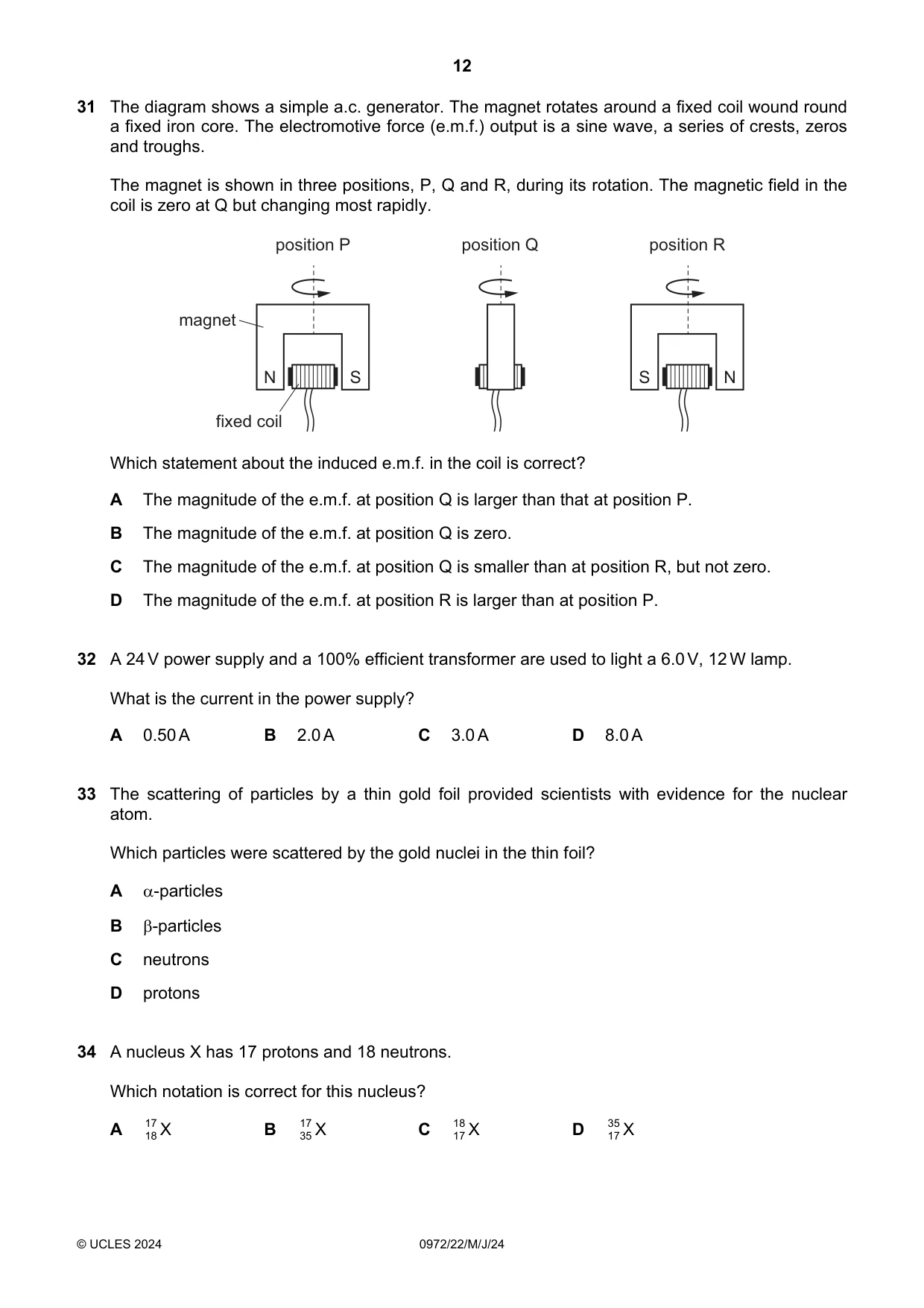 Cambridge IGCSE Physics (9-1) 0972 2024 May/June Paper 2 · Variant 2 question paper, page 12 of 16