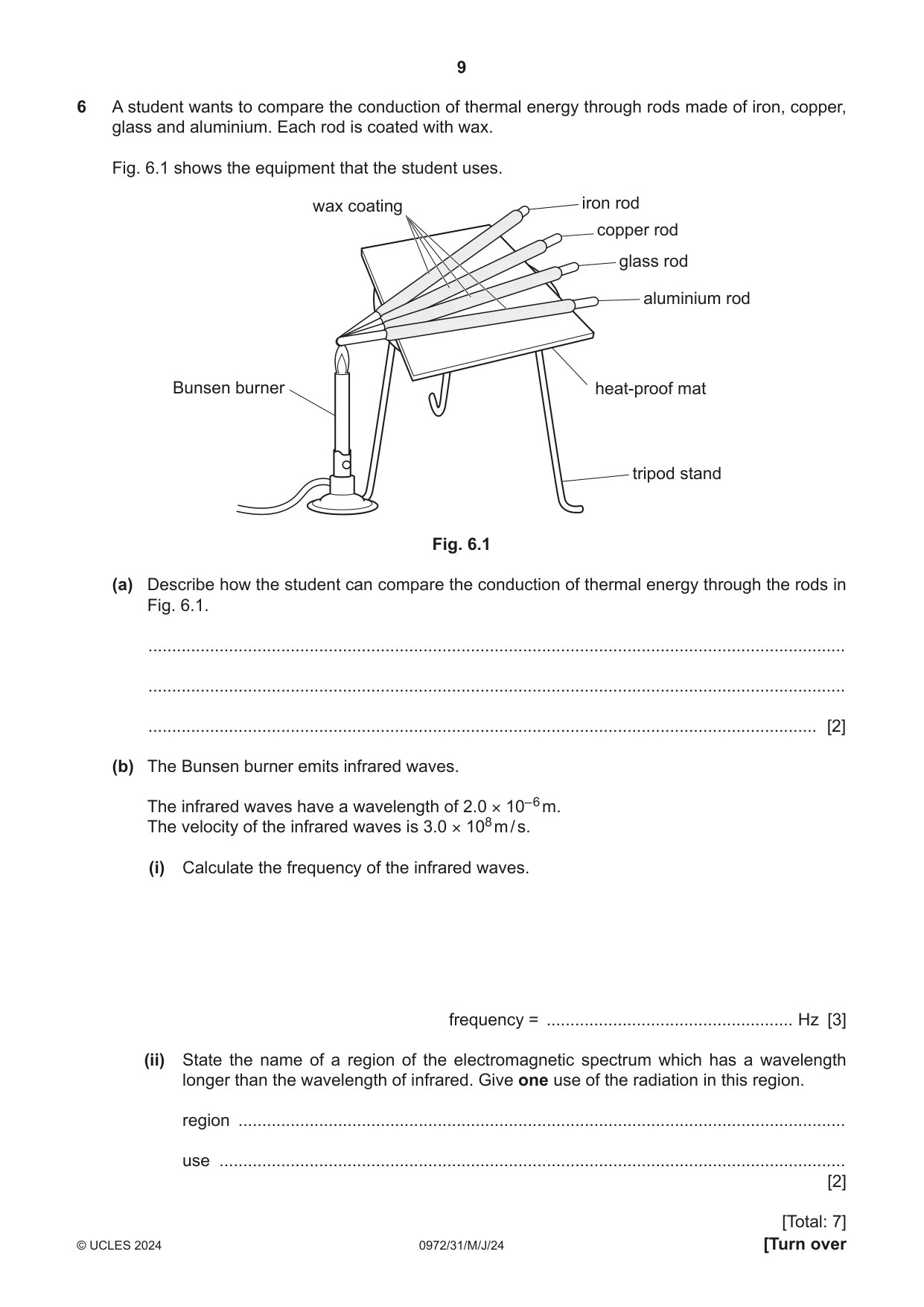 Cambridge IGCSE Physics (9-1) 0972 2024 May/June Paper 3 · Variant 1 question paper, page 9 of 16
