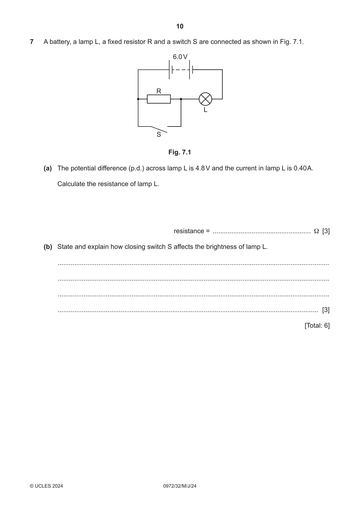 Cambridge IGCSE Physics (9-1) 0972 2024 May/June Paper 3 · Variant 2 question paper, page 10 of 16