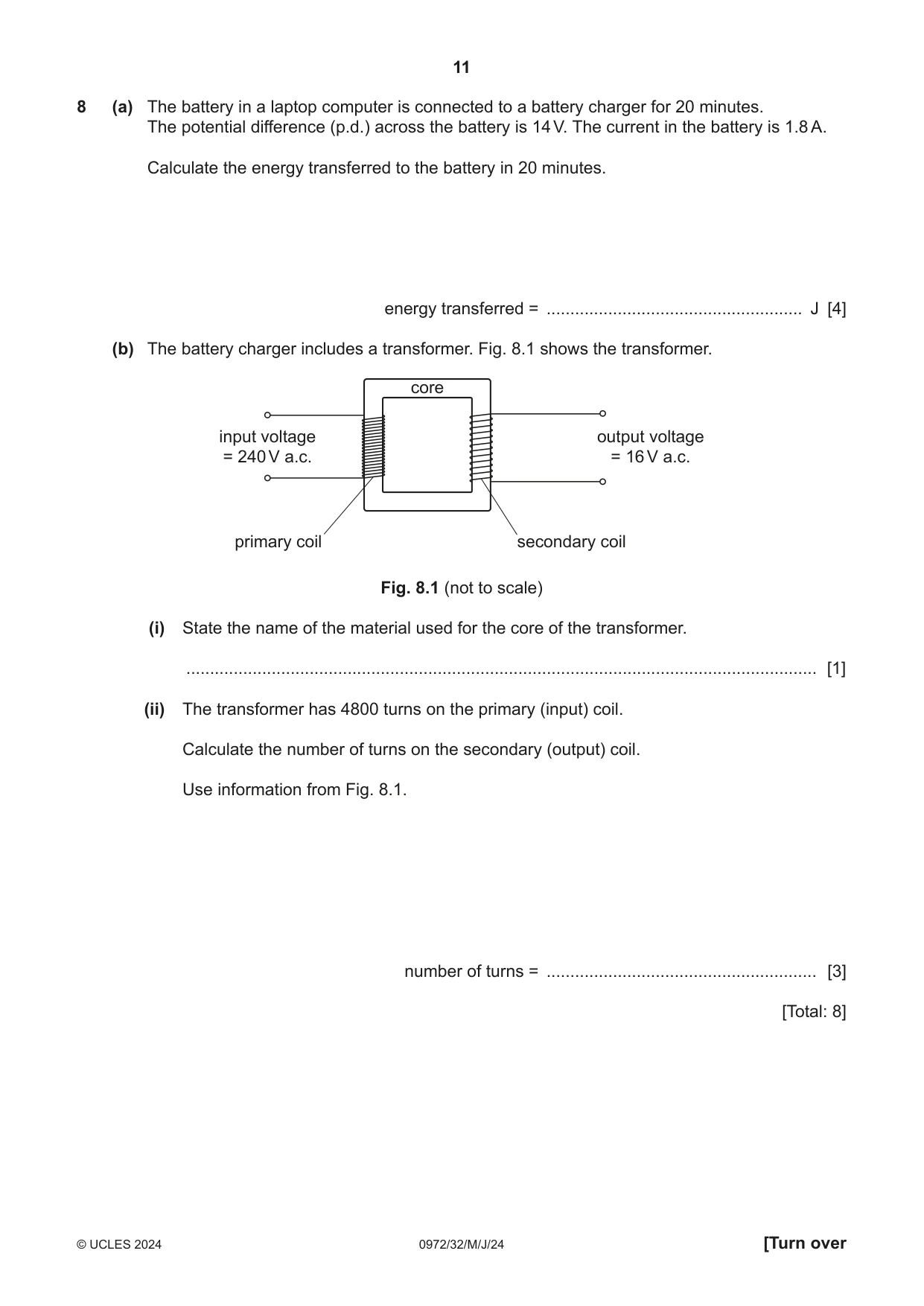 Cambridge IGCSE Physics (9-1) 0972 2024 May/June Paper 3 · Variant 2 question paper, page 11 of 16