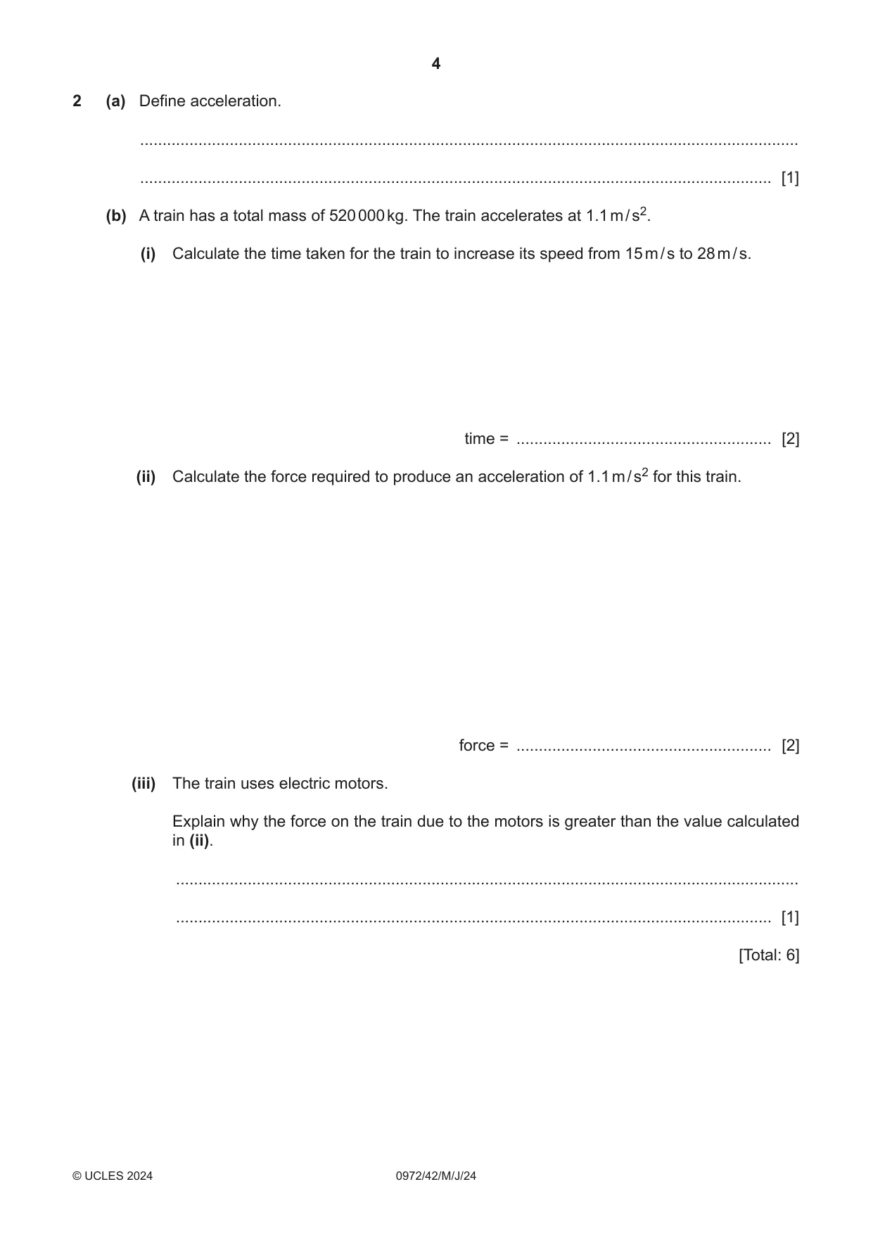 Cambridge IGCSE Physics (9-1) 0972 2024 May/June Paper 4 · Variant 2 question paper, page 4 of 20