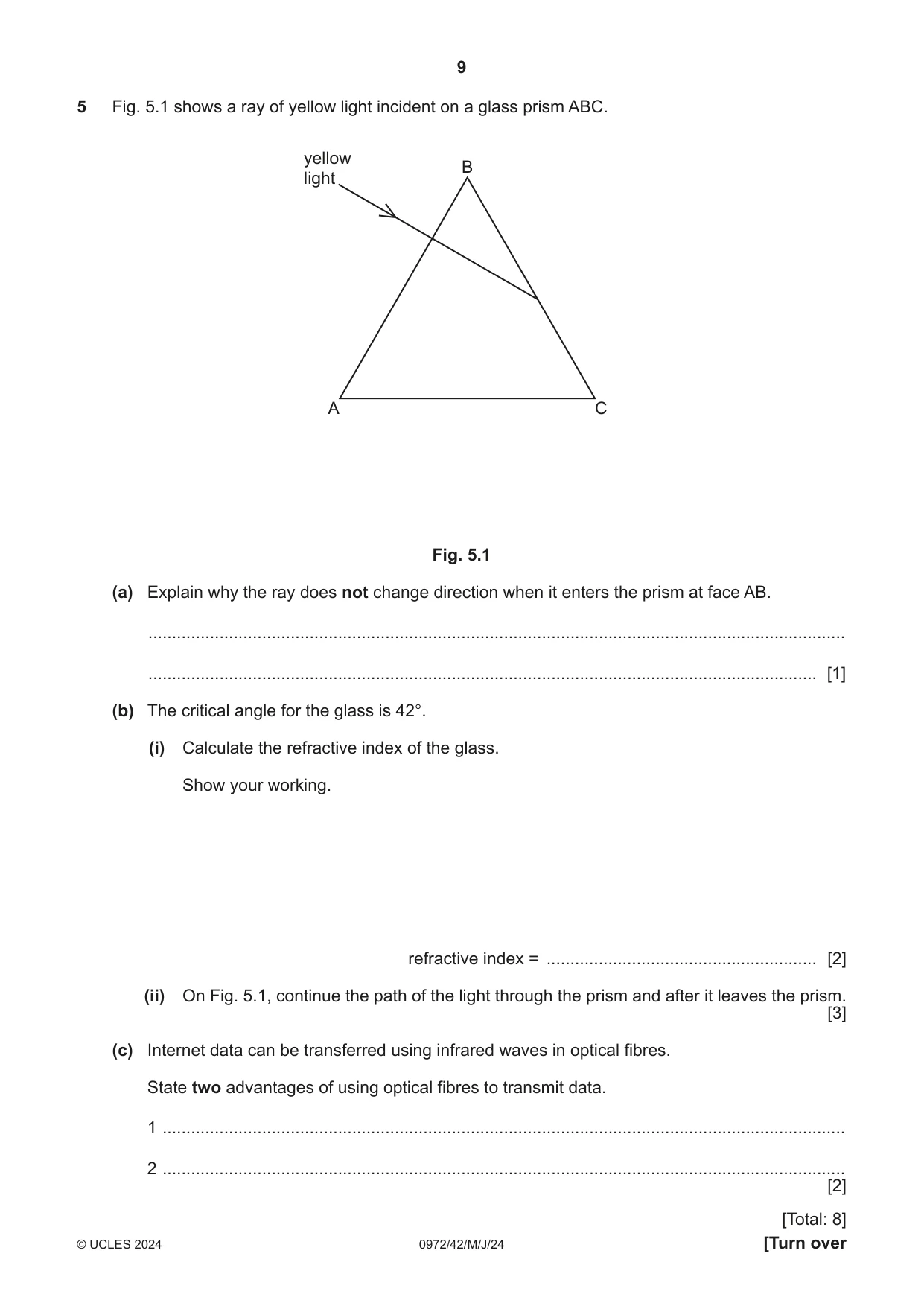 Cambridge IGCSE Physics (9-1) 0972 2024 May/June Paper 4 · Variant 2 question paper, page 9 of 20