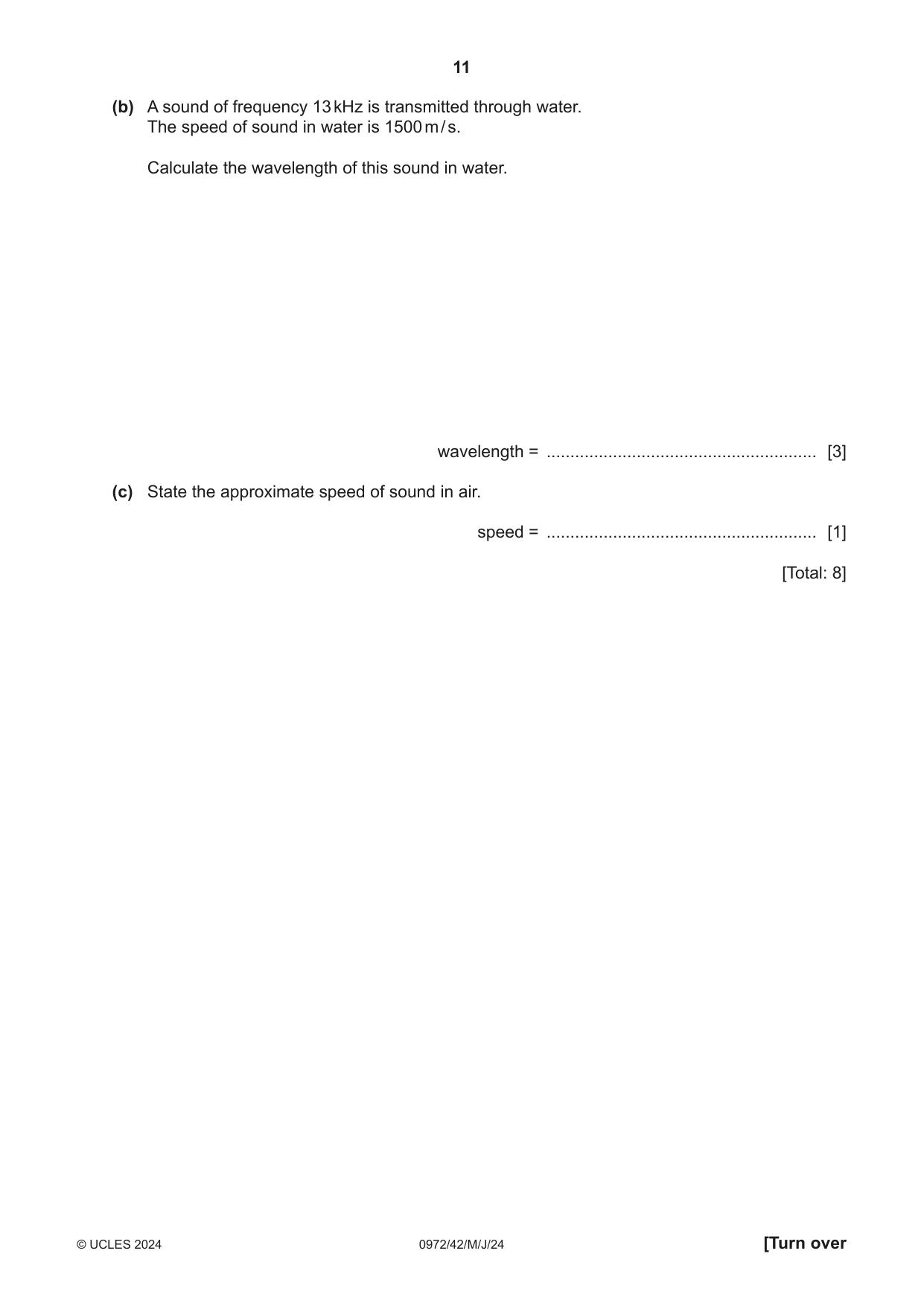 Cambridge IGCSE Physics (9-1) 0972 2024 May/June Paper 4 · Variant 2 question paper, page 11 of 20