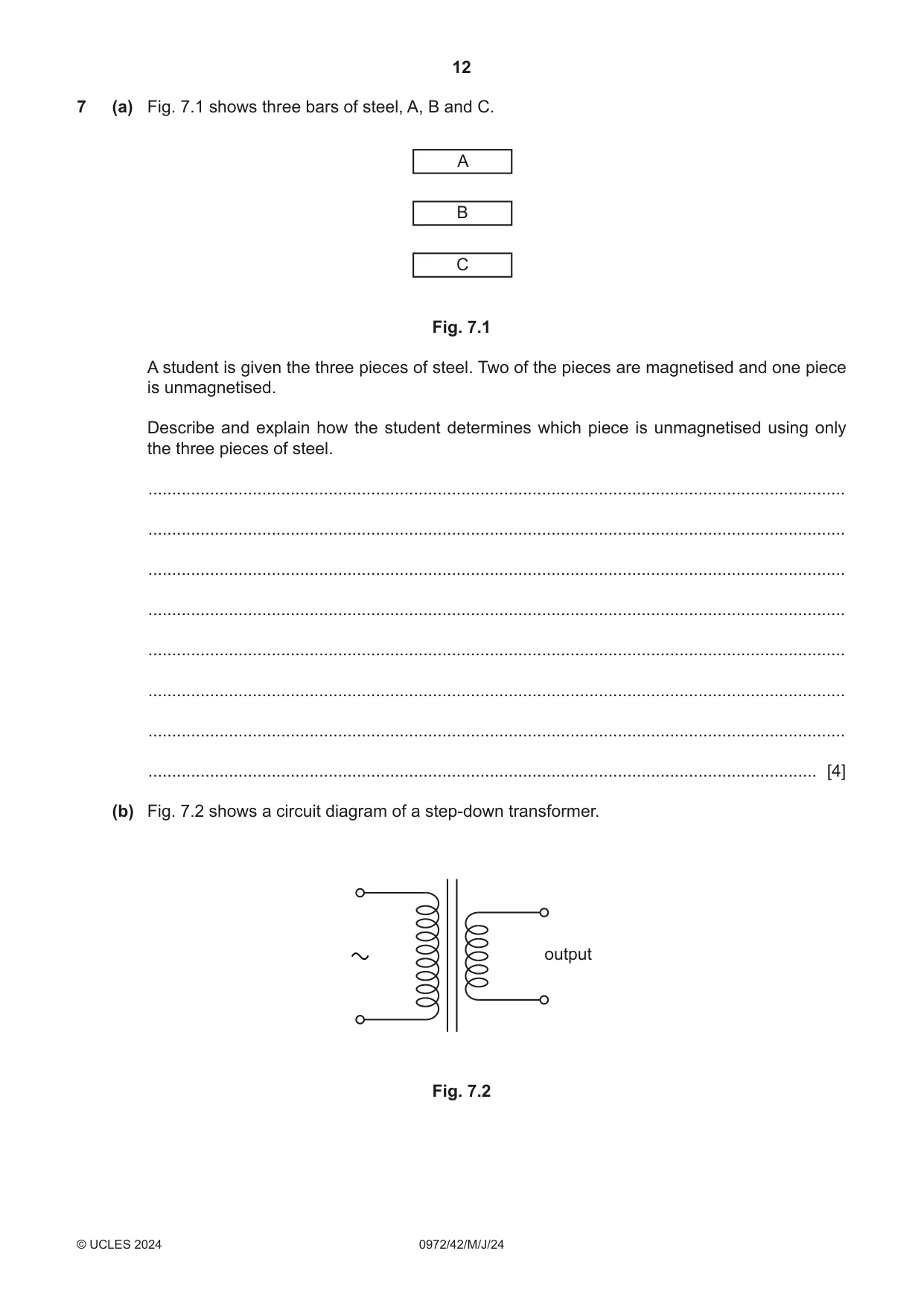 Cambridge IGCSE Physics (9-1) 0972 2024 May/June Paper 4 · Variant 2 question paper, page 12 of 20
