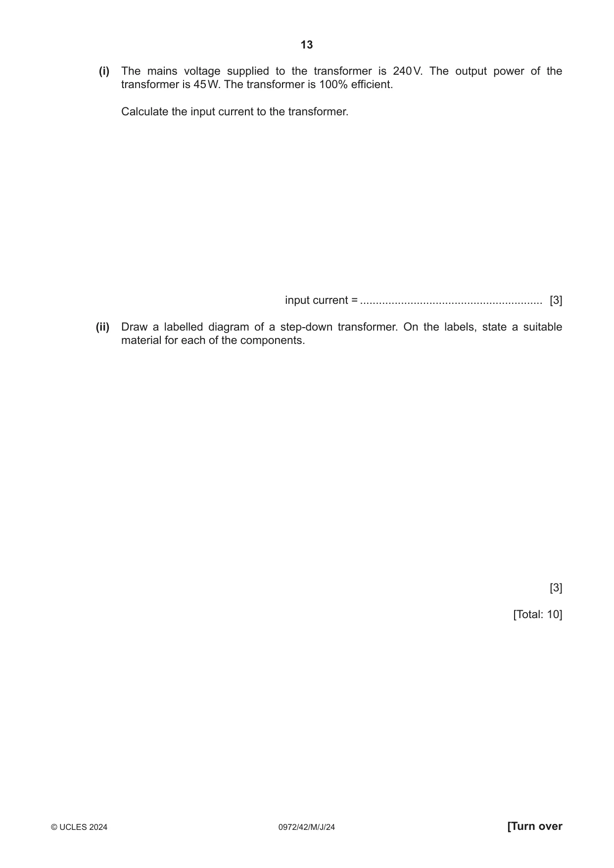 Cambridge IGCSE Physics (9-1) 0972 2024 May/June Paper 4 · Variant 2 question paper, page 13 of 20